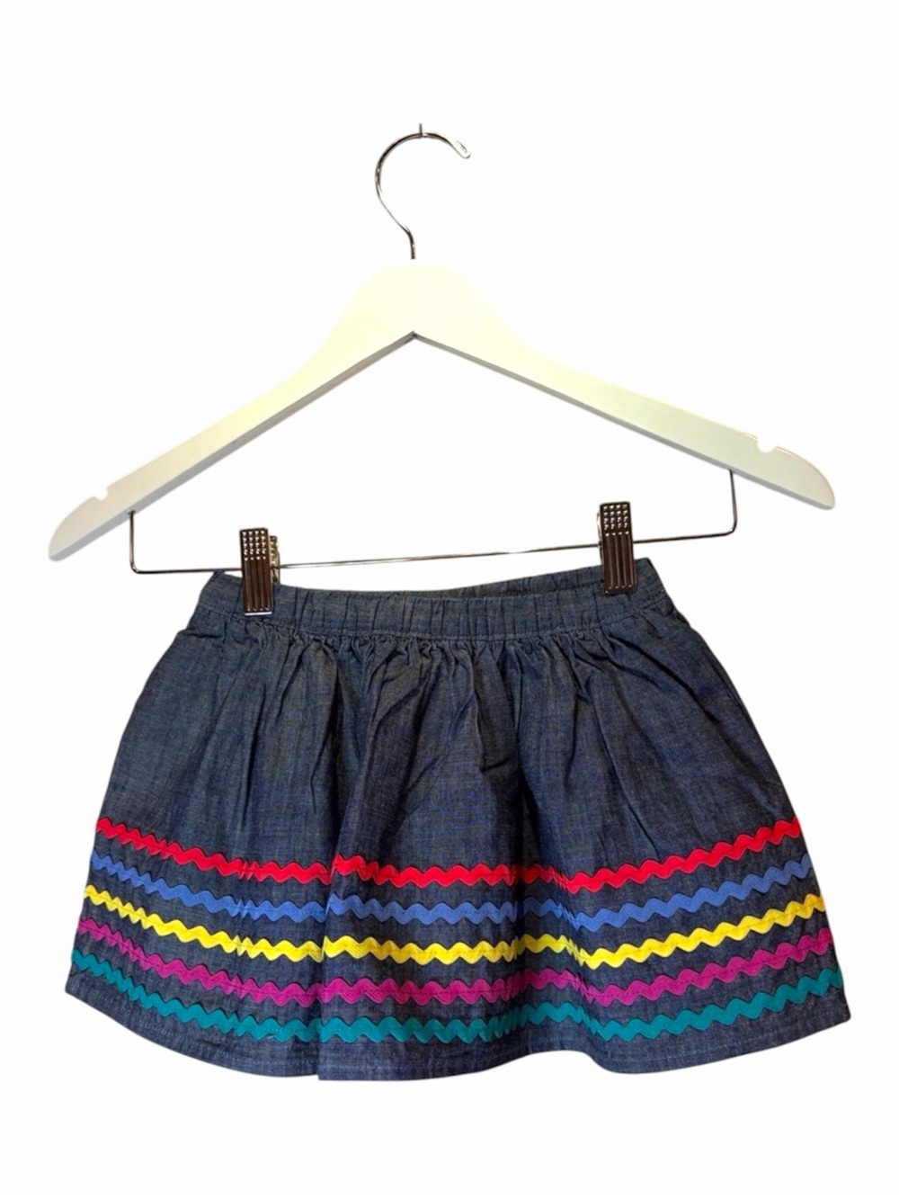 Tea collection Girls denim chambray ric rac colorful skirt size 3